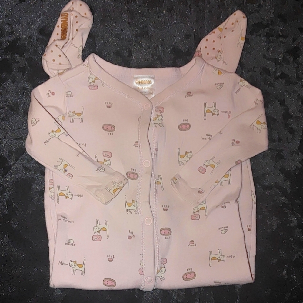 Gymboree Baby Pale Pink Cat Footie Pajama 6-12 Months